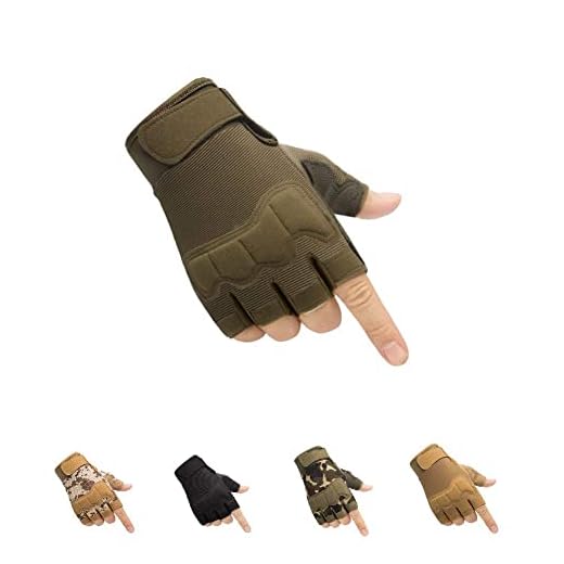 HYCOPROT Gants Tactiques sans Doigts, Gants Militaires de Plein air Légers, Respirants et Protecteurs pour Le Tir, la Chasse, la Coto, l'escalade