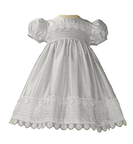 Girls White Dress with Pin Tucking and Lace