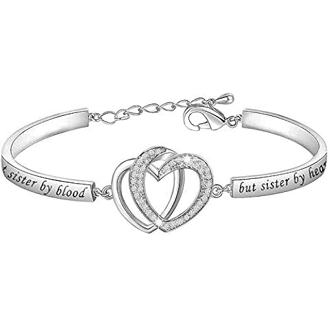 MYSOMY Not Sister by Blood but Sister by Heart Bracelet Best Friends Gifts for Sister in Law Soul Sister Gifts Unbiological Sister Gifts (White Gold) Cover