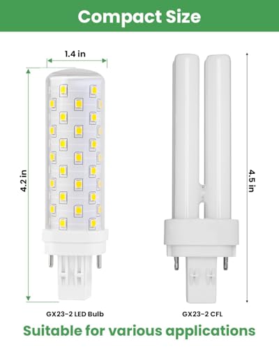 Makergroup GX23-2 LED Bulb, 6000K Cool White, Two Prong CFL Light Bulb Replacement for 13 Watt 2 Pin Compact Fluorescent Bulb in Bathroom Fan, Kitchen Light 10W 2-Pack (Magnetic Ballast Compatible) - Thumbnail 5