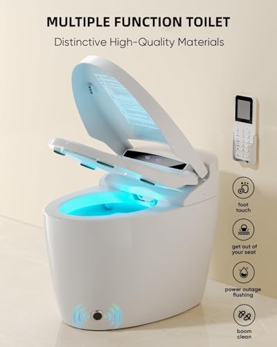 Image of Smart Toilet with Bidet Built In with Warm Water Sprayer and Dryer, Foot Sensor Operation,Heated Seat with LED Display for Bathroom,One Piece Bidet Toilet with Auto Dual Flush (WHITE L11 PRO)