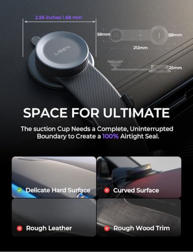 LISEN for MagSafe Car Mount for iPhone 18 Pro Max, Magnetic Phone Holder for Car, Magnetic Car Phone Mount, Dashboard Suction Phone Mount, 360° Adjustable Memory Alloy Bendable Arm for iPhone 18 17 - image 8