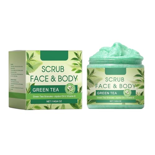 Exfoliante facial y corporal, 500 ml, exfoliante de té verde, exfoliante facial, exfoliante corporal, spa facial y corporal, cuidado de la piel, exfoliante refrescante para hombres y mujeres,