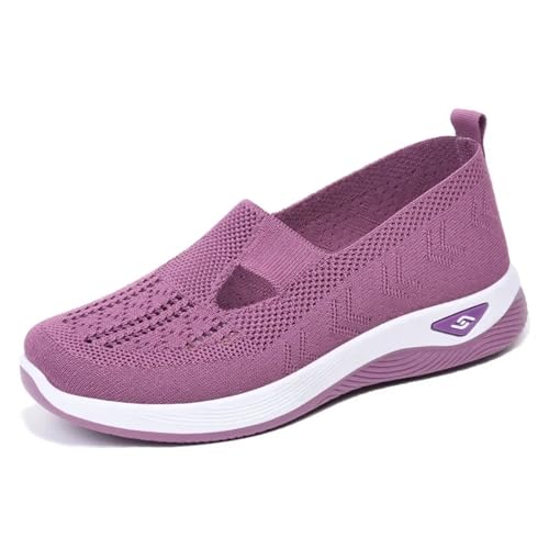 TOSOFT Comfort Walking Shoes For Elderly Women Breathable Lightweight Knitted Flats Sneakers Women's Summer Shoes Slip On