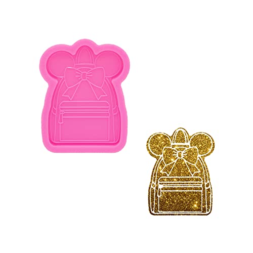 Linda mochila estilo silicone mochila brilhante com molde de resina de arco chaveiro epóxi para fabricação de joias faça você mesmo, molde de silicone de joias de resina, molde de polímero de argila epóxi