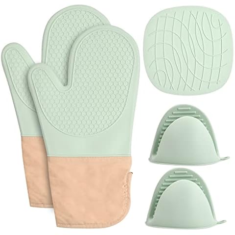 FESSOSKO Silicone Oven Gloves Set for Cooking Cover