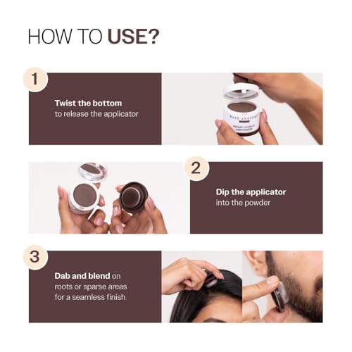 Image of Bare Anatomy Instant Cover-Up Hair Powder | 100% Instant Grey Coverage | Seamless Natural Finish | Gentle, Non-Drying Formula | Brown Color | 4gm