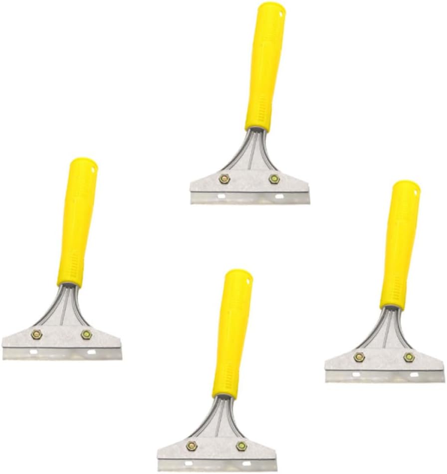 4pcs Yellow Aluminum Alloy Tile Glue Scrapers for Removing Wallpaper and Glue, Practical Multi-purpose Wall Scraper Tool for Household Cleaning and Paint Removal