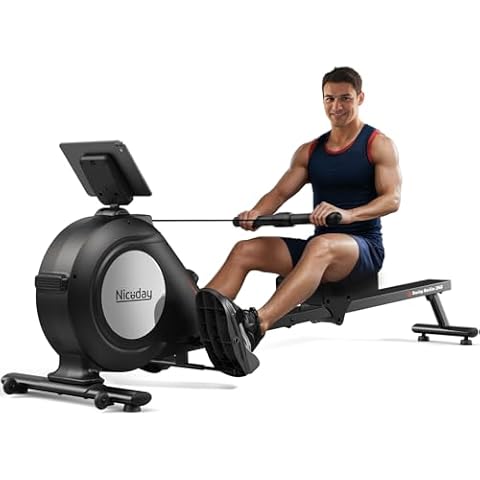 Niceday Rowing Machines for Home, Magnetic Rowing Machine with 350lbs Weight Capacity, 16 Levels Adjustable Resistance, Quiet Foldable Rower with Tablet Holder, Bluetooth & App Compatible Cover