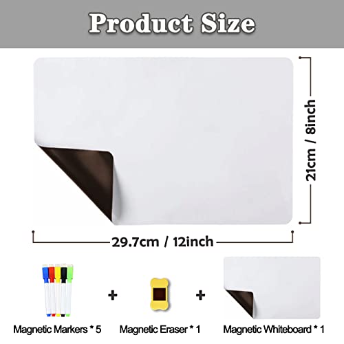 Magnetic Dry Erase Whiteboard For Fridge, Magnetic Dry Erase Board Sheet With 4 Markers And 1 Eraser Magnetic Whiteboard For Refrigerator 12"X8" White Board Sheet Organizer And Planner Notice Board #TOP1