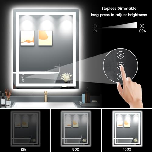 30X36 LED Bathroom Mirror with Lights, Anti-Fog, Backlit + Front Lit, Lighted Bathroom Vanity Mirror for Wall, Memory Function, Dimmable, Tempered Glass, Shatter-Proof, ETL Listed - Image 4