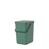 Brabantia Sort & Go Poubelle Recyclage Cuisine Fir Green (25L) avec Couvercle et Poignée|Gratuite Sacs Poubelle PerfectFit inclus