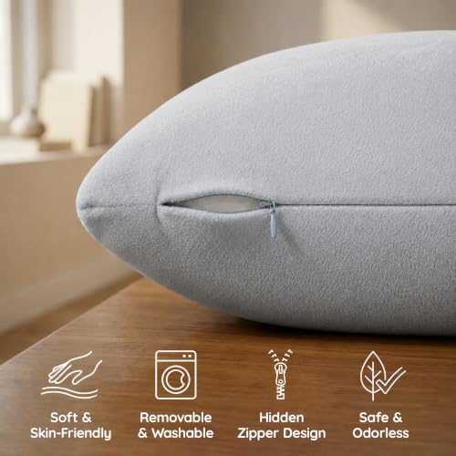 Image of AM AEROMAX 12x20 Memory Foam Throw Pillow Inserts, 2 Pack, Lumbar, Gray
