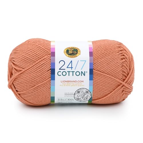 Image of Lion Brand Yarn, 24 /7 Cotton Yarn, Papaya, Orange, 1 Pack | Light Worsted 100% Mercerized Cotton Yarn for Crochet, Knitting, Craft, 185 Yards of Natural Fiber for Tees, Bags, Dishcloths