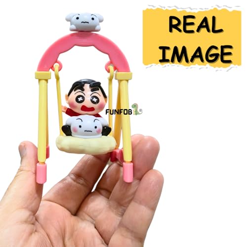 Image of FUNFOB Shinchan Action Figure Height-10cm | Shin chan Figurine Cartoon Figures Toys for Boys & Girls PVC Multicolour | Swing - Holding Shiro