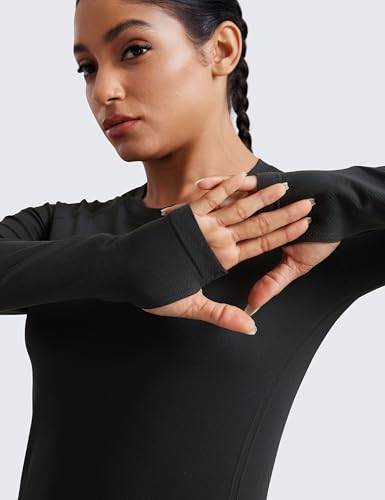 CRZ YOGA Seamless Workout Long Sleeve Shirts for Women Breathable Athletic Gym Tops Crew Neck Running Yoga T-Shirt4