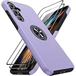 AOUIA for Samsung Galaxy A55 5G Case with 2 Screen Protector, Military Protection Shockproof Samsung A55 5G Phone Case with 360° Rotating Ring Kickstand for Samsung A55, Purple