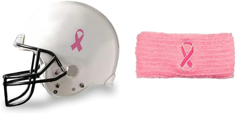 Breast Cancer Awareness Pink Ribbon Football Helmet Decals and Sport Armband Bundle – Perfect for Breast Cancer Awareness Events, Sports Teams, High School, College, Pee Wee, and Cheerleading