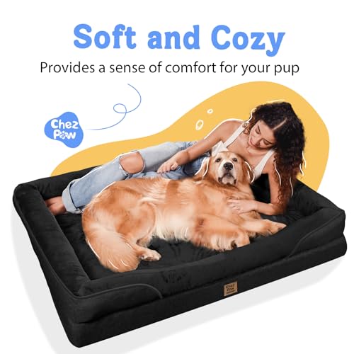 Image of Orthopedic Waterproof Dog Bed for Medium and Large Dogs | Egg Crate Foam, 4-Sided Bolster Support, Waterproof Liner, Non-Slip Bottom, Removable Bolster Cover, 36 x 27 Inch