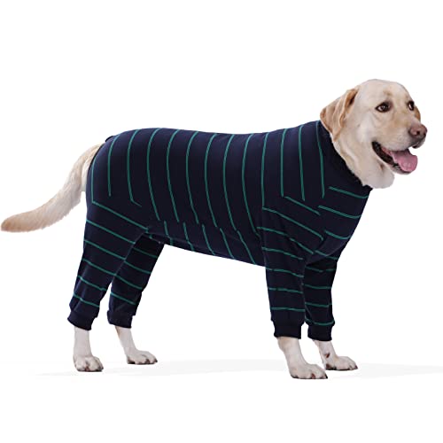 Image of Dog Recovery Suit, Large Medium Pet Onesie Bodysuit for Shedding, Prevent Licking, Wound Protection, Cone Alternative, Dog Shirt Pajamas (Blue, XXXX-Large)