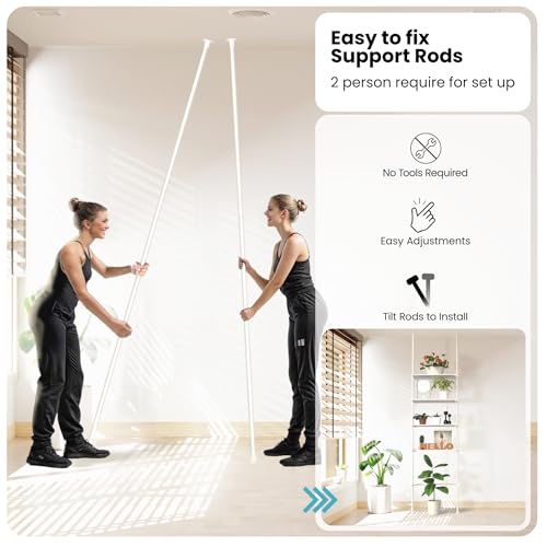 Image of Home Zone Living Over-the-Toilet Organizer Bathroom Storage Organizer | Tension-Mounted Design with Adjustable 4-Tier Shelves, for Ceilings 91 inch to 114 inch High, White
