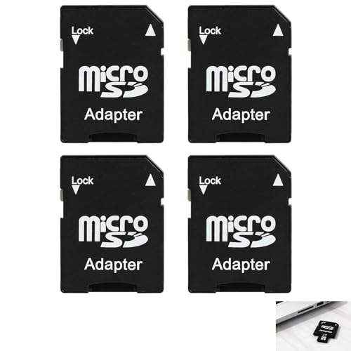 4 Piezas Adaptador Micro SD a SD, Adaptador tarjeta SD, Convertidor Tarjeta TF Cámara, Ordenador Portátil, Lector de Tarjetas y Dispositivos con Ranura SD Soporta SDHC SDXC Protección contra Escritura