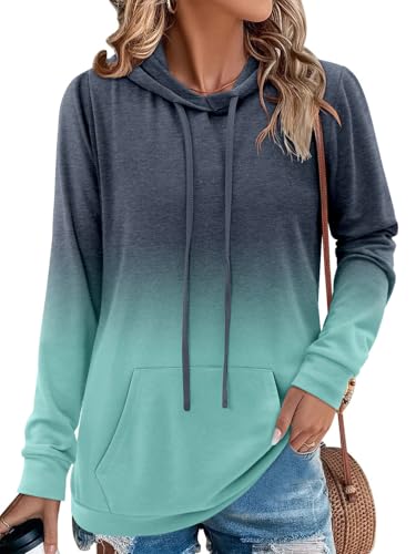 Image of MODARANI Womens Pullover Hoodie Sweatshirts Casual Tunic Tops Kangaroo Pocket Shirts Tie Dye&Floral Print