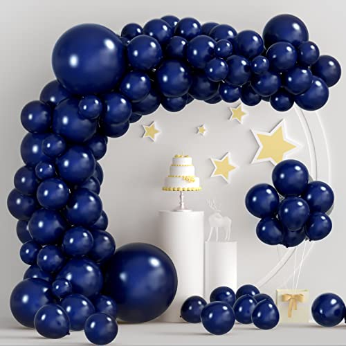 TUPARKA 102 Pcs Navy Blue Balloons Garland Arch Kit Matte Navy Blue Balloon Different Sizes 5 10 12 18 Inch Dark Blue Party Balloons for Birthday Bride Baby Shower Wedding Party Decorations