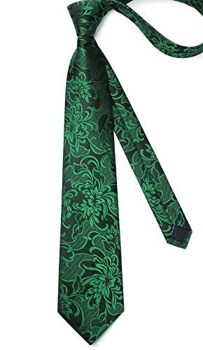Image of Enlision Ties for Men Floral Tie Handkerchief Cufflinks Set Formal Flower Classic Mens Necktie & Pocket Square Wedding