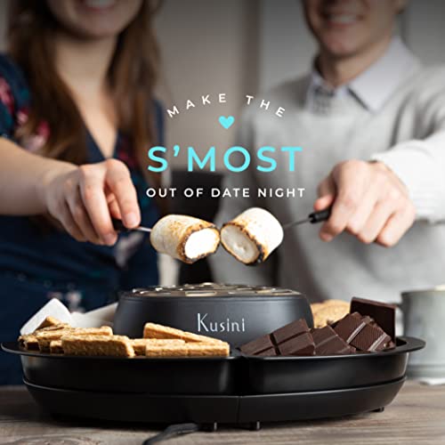 Kusini Smores Maker Tabletop Indoor - Flameless Electric Marshmallow Roaster – 4 Detachable Trays & 4 Roasting Forks – Gift Set & Date Night Idea. Movie Night Supplies & Housewarming Gift #TOP3
