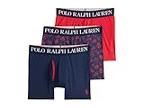 Polo Ralph Lauren Men's 4D Flex Cooling Microfiber Boxer Brief 3-Pack Cruise Navy/Rl Tossed Emblem Print/Rl2000 Red, X-Large
