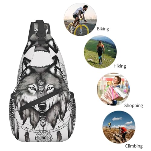 Bolso cruzado Wolves And Dream Catchers02 unisex casual miniatura 6