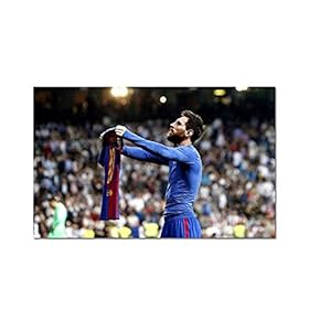 ZYHSB Canvas Art Wall Art Picture Lionel Messi T-Shirt Football Star Poster Print Canvas Pictures Home Decor 18X12 Inch…