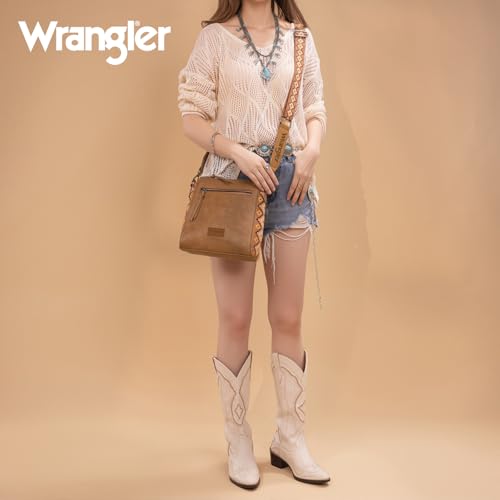 Image of Wrangler Aztec Crossbody Purse Medium Shoulder Bags for Women Western Handbag with Guitar Strap