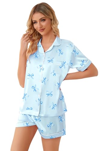 Image of Girls & Womens Satin Pajamas Set, Silk Button-Down Sleepwear 2 Piece Nightwear, 3 Years - Women XXL