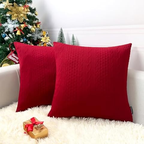 Booque Valley Throw Pillow Covers, Pack of 2 Super Soft Elegant Red Cushion Covers Decorative Stretchy Pillow Cases Cover