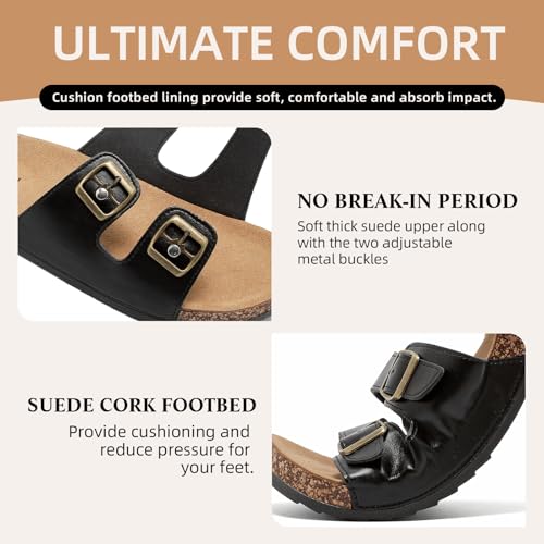 Cork Footbed Sandals Women Men, Arch Support Summer Beach Slide Slip On Slippers with Adjustable Buckle Outdoor Indoor3