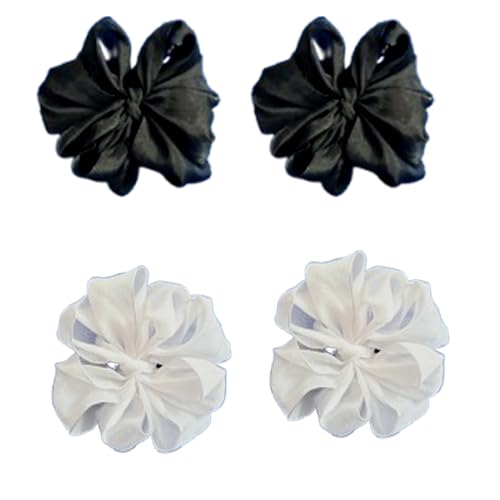 Saca DIY School Ribbon Hair Band for Kids and Girls/hair accesories for girls and womens – Set of 2 (black and white, medium)