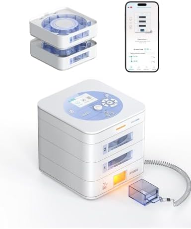 28-Day Automatic Pill Dispenser – App & On-Device Setup by Family, LCD Display, Digital Lock, Sound & Light Alerts – Safe Medication Organizer Management for Seniors (2-Tray, White)