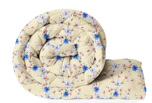 Image of Amazon Brand - Umi Reversible Single Bed Super Soft AC Comforter /Blanket /Quilt /Rajai 220 GSM Soft Microfiber Diamond Stitch (90 inch x 60 inch Inches /228cm x 152cm) - Comforter Single Bed|Beige & Blue
