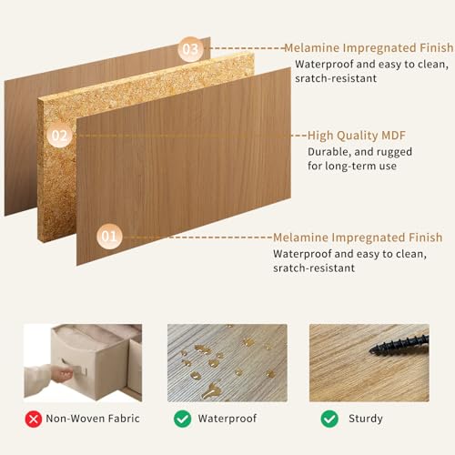 8 Drawer Dresser for Bedroom, Modern Fluted Double Dresser, 55" Wide Chest of Dressers, Mid Century Wooden Beside Table for Closet, Living Room and Entryway, Natural - Image 7