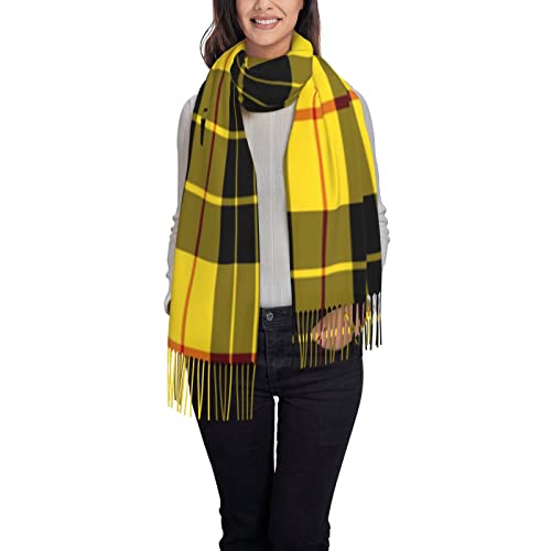 Clan MacLeod Tartan Yellow And Black Plaid Soft Cashmere Feel Scarf Winter Warm Scarves Large Pashmina Shawl
