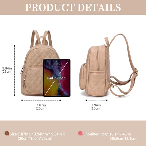 Image of Quilted Small Backpack for Women PU Leather Casual Handbag Daypack Purse | Stylish Quilted Design, water-resistant premium PU leather, matches all daily outfits, lightweight for everyday carry