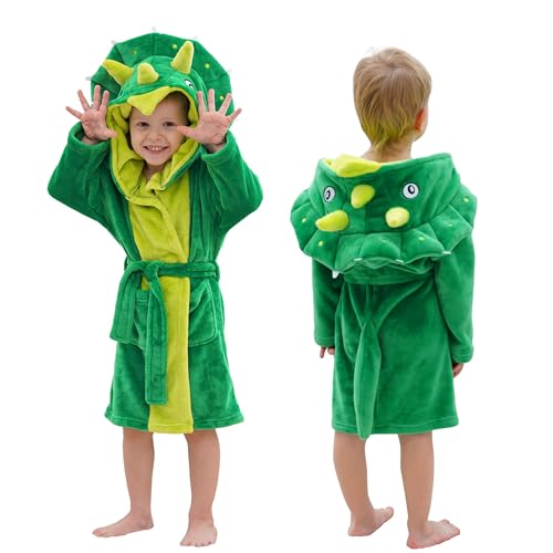 Catálogo para Comprar On-line Albornoces para Niña de esta semana. 42 LOLANTA Albornoces de franela con capucha para niños y niñas, con diseño de dinosaurio, regalo de Navidad (Verde, 2-3 años)