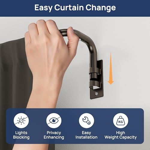 Image of ENJOYBASICS 48-84 inch Wrap Around Curtain Rod, Quick Curtain Change, Bronze