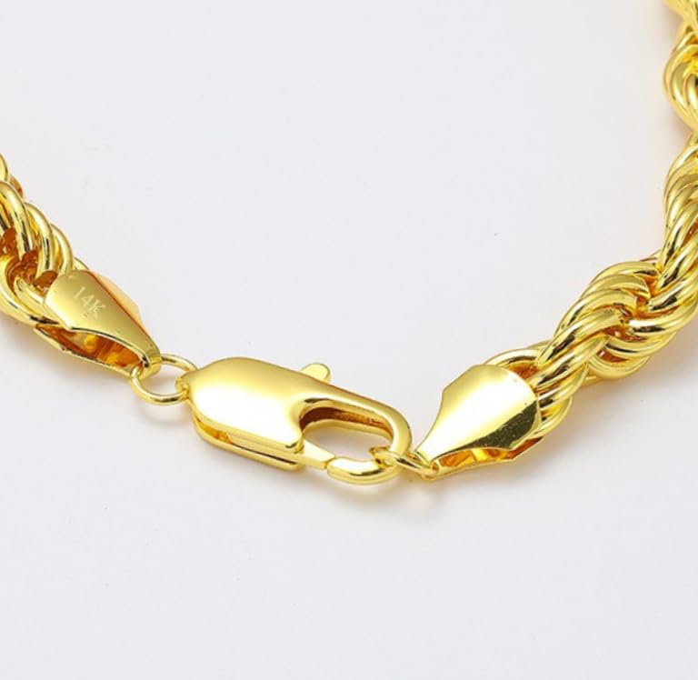 14K Solid Yellow Gold Twisted Rope Chain Necklace for Men & Women – 1.5mm to 4.2mm Thickness, Available in 16" to 36" Lengths2