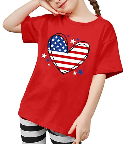 American Flag Shirt Toddler Kids Boys Girls USA Flag Heart Graphic T-Shirt 4th of July Shirt Patriotic Tee Tops2
