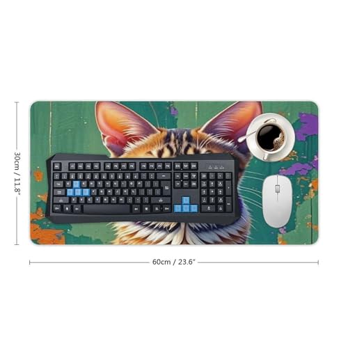 Tapis de souris de jeu grande taille chat tigré imperméable pour bureau - 2
