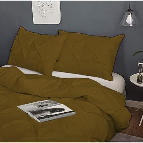 Stoffkontor Grand King (106"x106") Size 3Pcs Pinch Pleated Comforter Set 100% Egyptian Cotton 1000 Thread Count 400GSM Luxurious Hotel Collection (1Pcs Comforter and 2Pcs Pillowsham) - Taupe Solid Cover