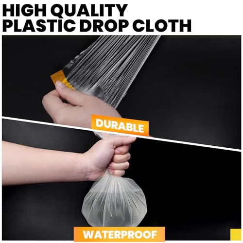 ADHES Tape and Drape, Pre-Taped Masking Film for Automotive Painting Covering, Protection Covering Paper for Car, Floor, Machine, 2600mm x33m (102.5inch x 36yard), 3-Roll